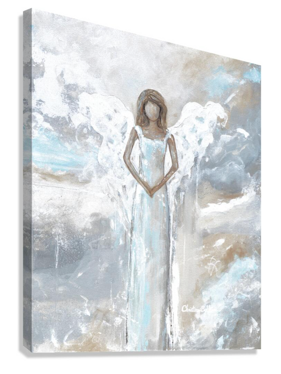 "Angel of Peace" SPECIAL RELEASE GICLÉE PRINT Angel Painting, Guardian Angel, Light Blue