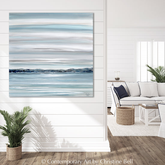 "Haven of Solitude" ORIGINAL Textured Coastal Abstract Painting, 36x36"