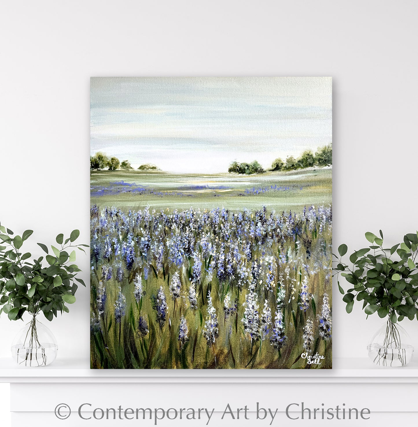 "Lupine Meadow" GICLÉE PRINT, Modern Floral Landscape Painting, Lavender Flowers
