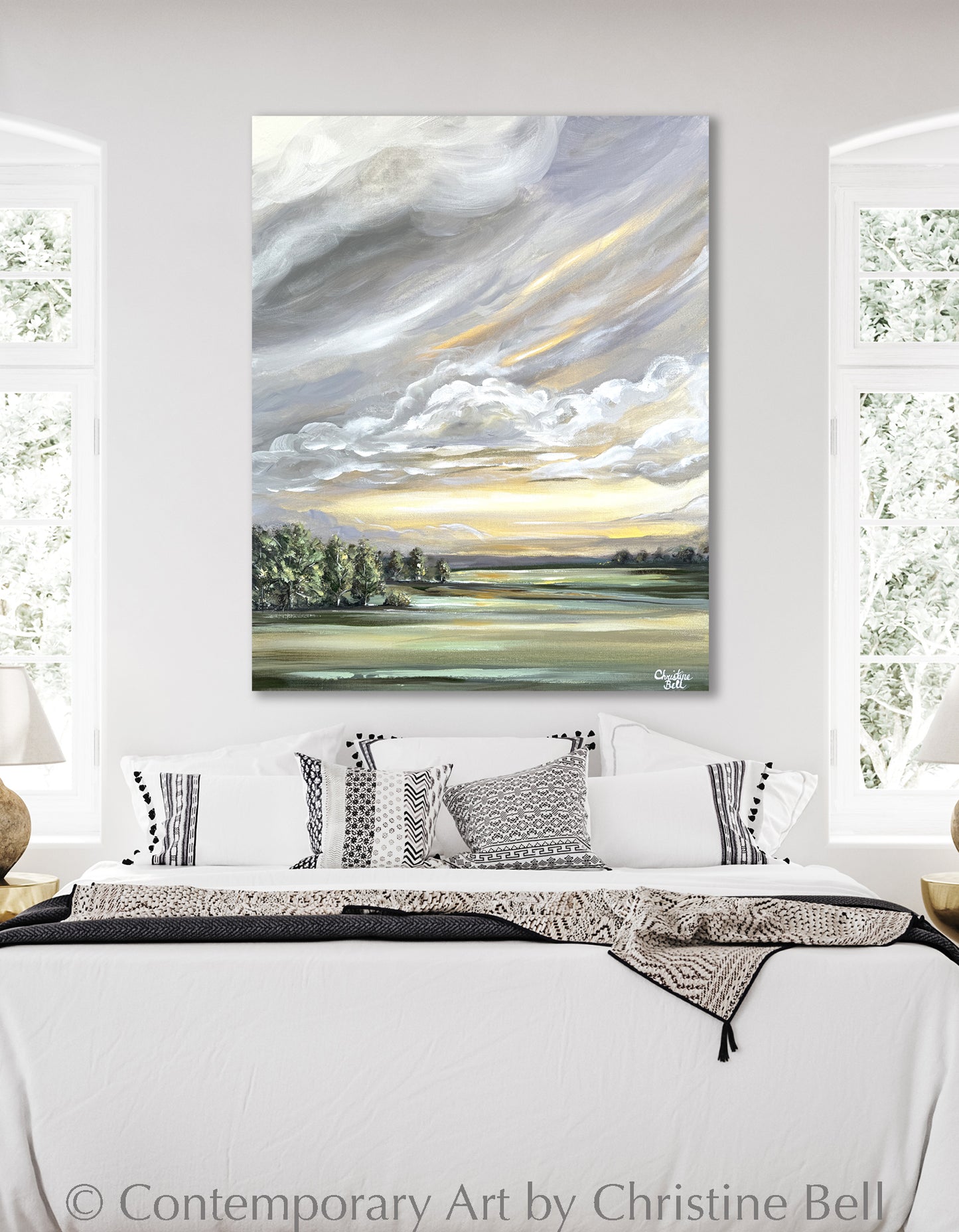 "Luminous Sunrise" ORIGINAL Landscape Oil Painting, Golden Sunset, Sunrise 24x30"