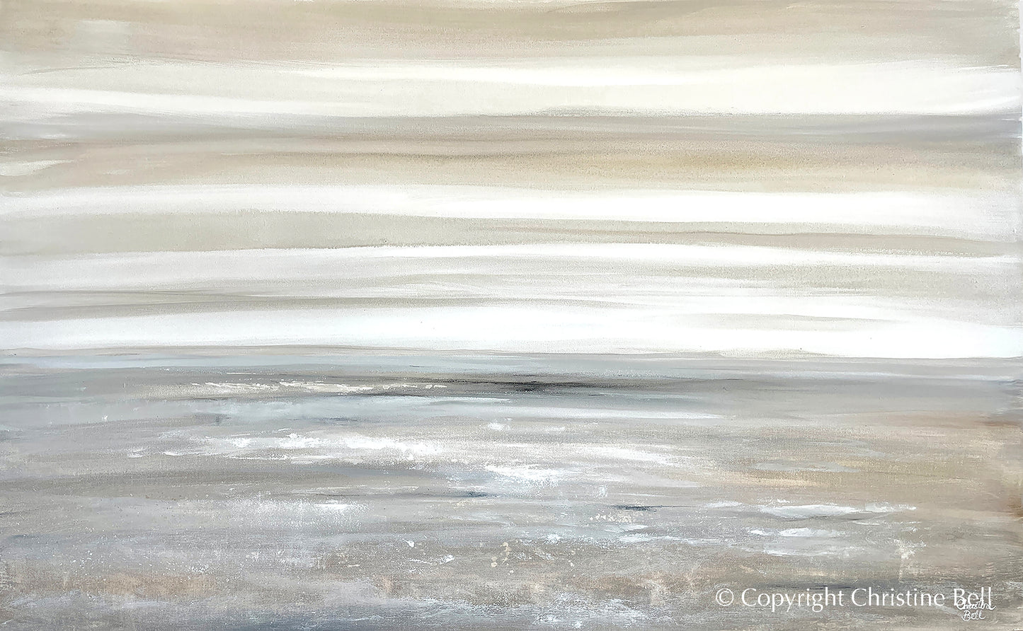 "Sand Dunes" Giclée Print, Coastal Abstract Painting, Grey, Beige, Taupe, White,