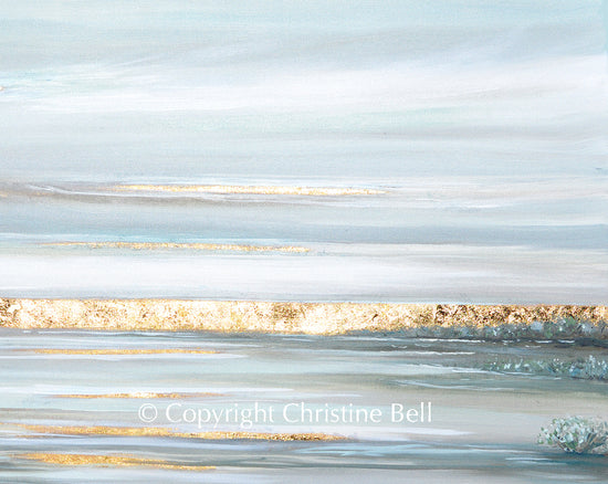 "Aurora" ORIGINAL Painting, Seascape with Gold Leaf, 40x30"