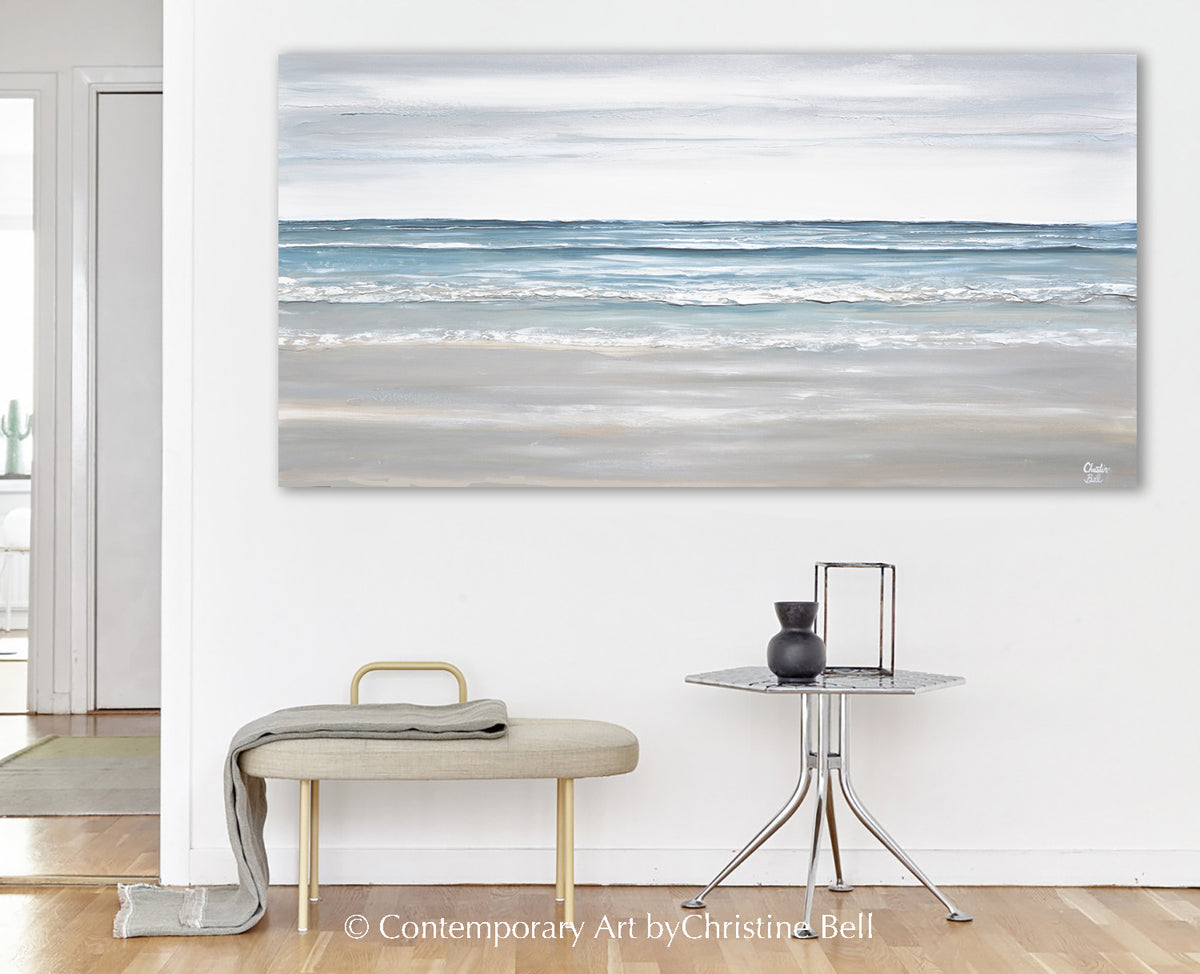 ORIGINAL Abstract Seascape Painting Ocean Coastal Beach Decor Wall Art — free download