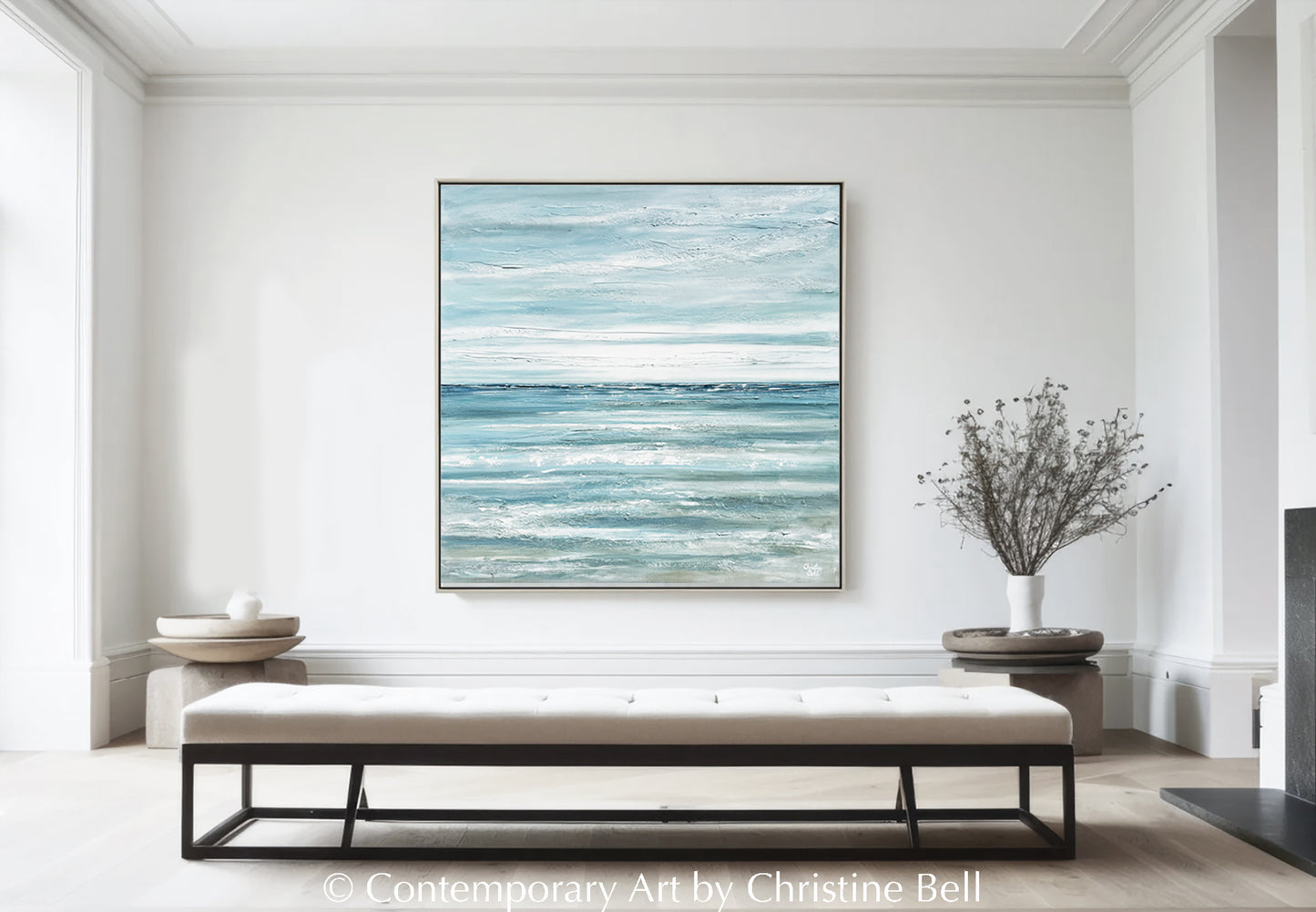 "Coastal Getaway" GICLEE PRINT Coastal Abstract Painting, Light Blue, Aqua, Grey, White