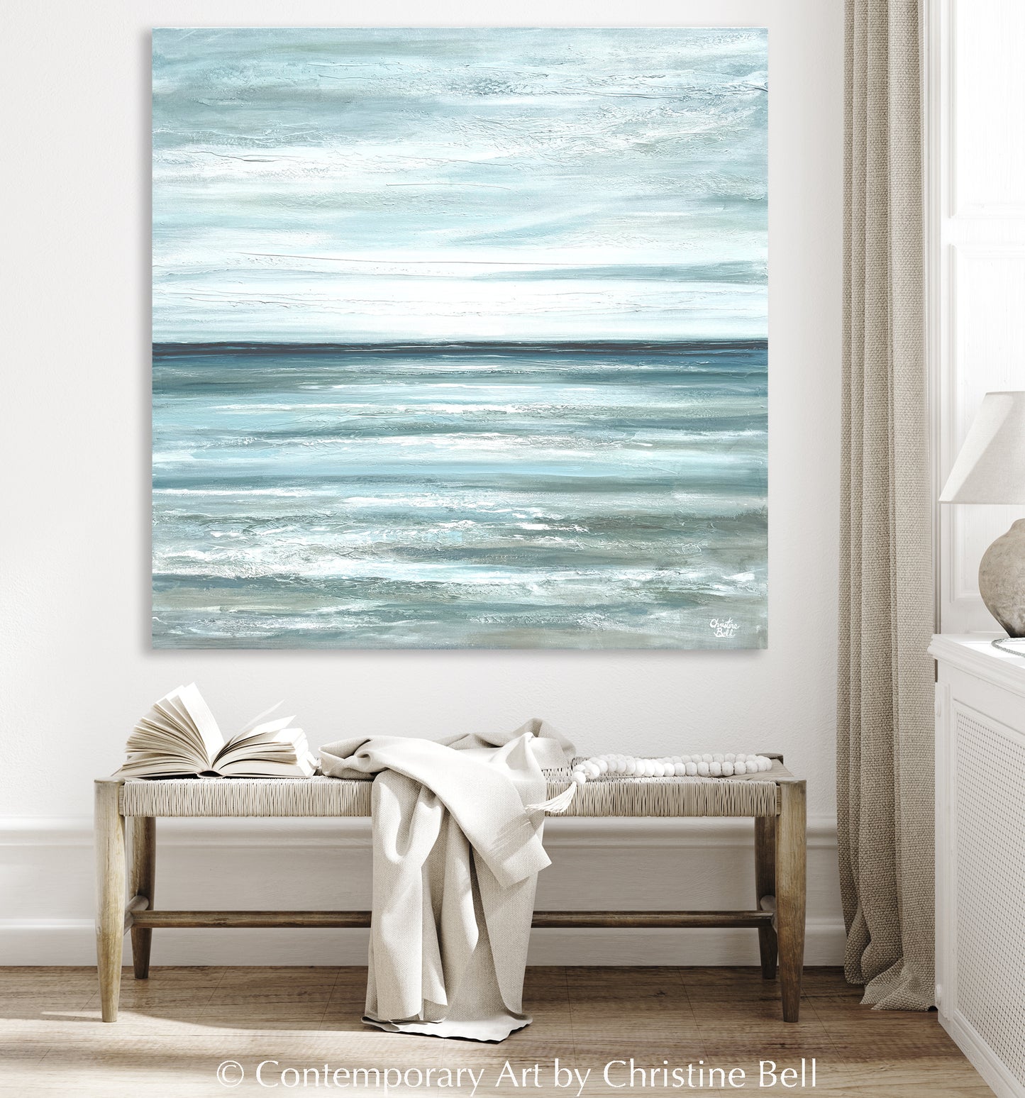 "Coastal Getaway" NEW ORIGINAL Textured Coastal Abstract Painting, XL 48x48"