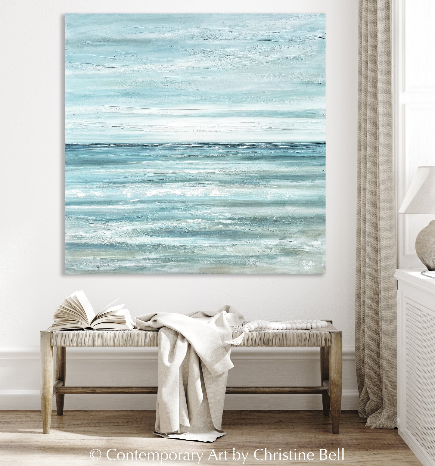 "Coastal Getaway" NEW ORIGINAL Textured Coastal Abstract Painting, XL 48x48"
