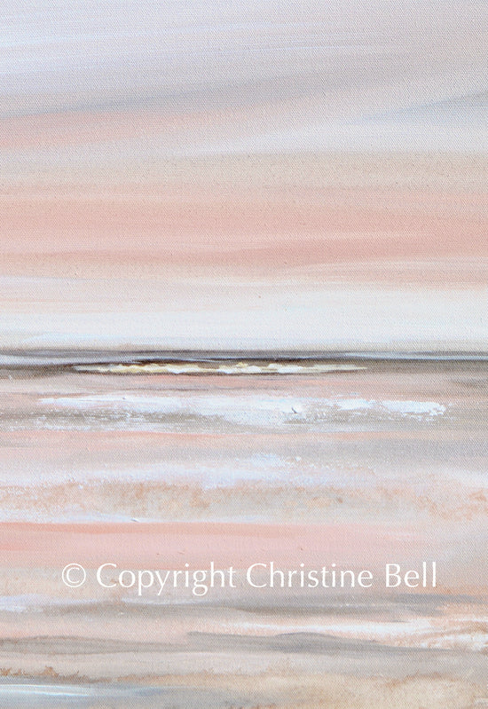 "Warm Dawn" GICLÉE PRINT, Coastal Abstract Painting, Grey, Beige, White, Pink
