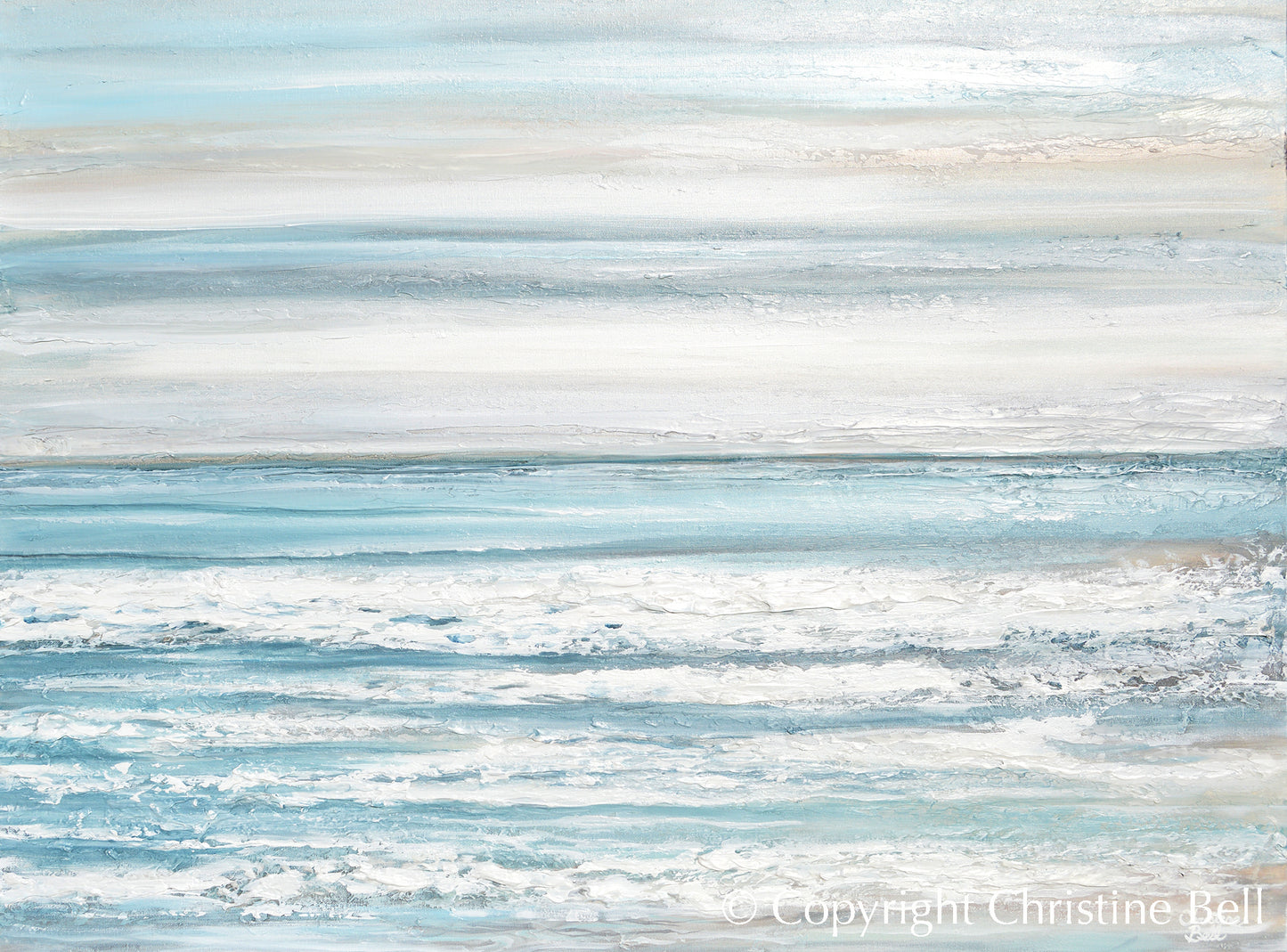 "Seafoam Mist" ORIGINAL Textured Coastal Abstract Painting, 48x36"