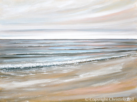 "Ocean's Harmony" ORIGINAL Neutral Coastal Ocean Seascape Painting 40x30"