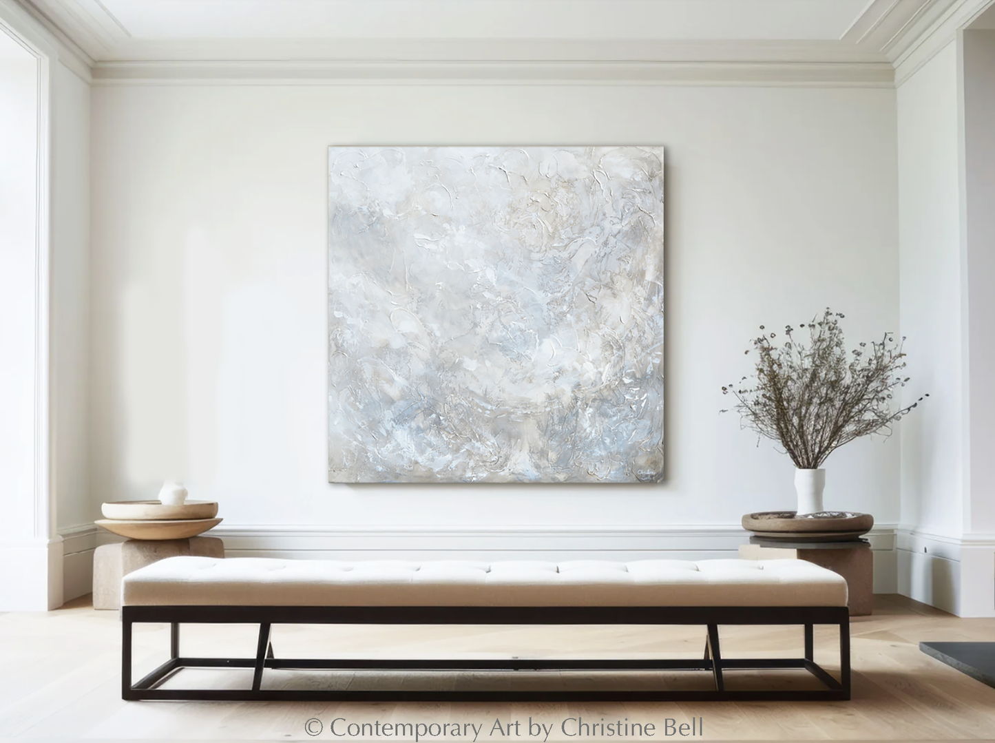 "Silhouette" GICLEE PRINT Coastal Abstract Painting, Neutral, Grey, White, Taupe, Cream, Stone
