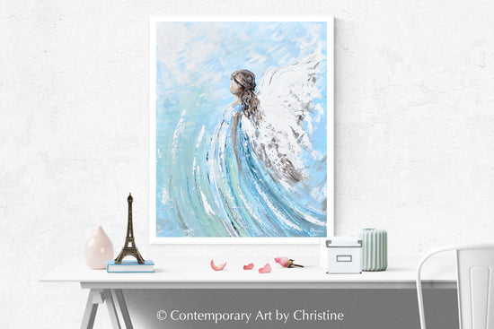 SPECIAL RELEASE GICLEE PRINT "Lifted by Grace" Abstract Angel Painting Modern Guardian Angel Canvas