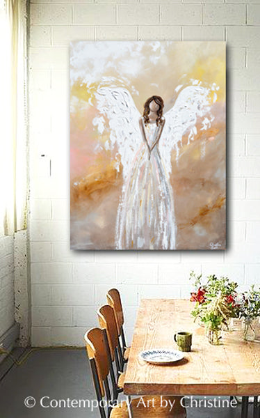 SPECIAL RELEASE GICLEE PRINT "Her Inner Glow" Abstract Angel Painting Guardian Angel Pink