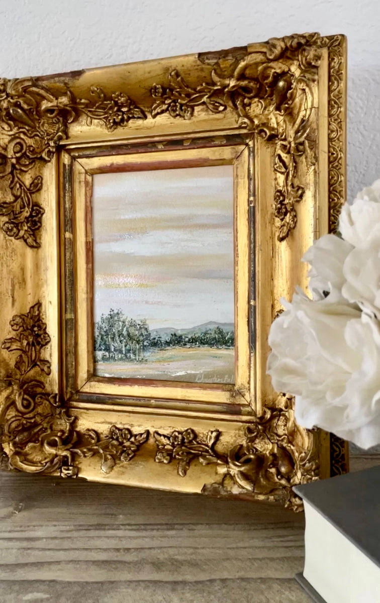 Original Oil Painting Gold Framed Art Landscape Antique Baroque Frame