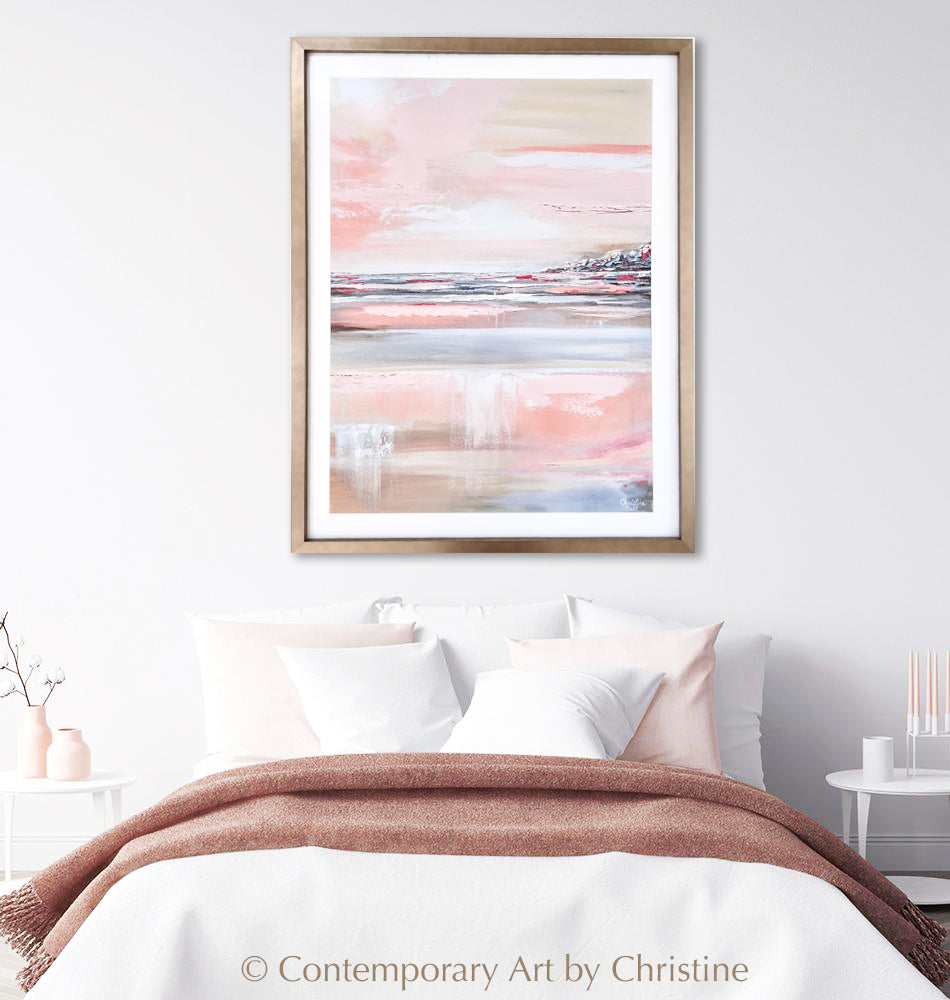 "Romantic Impressions" GICLEE PRINT Art Pink White Grey Beige Coastal Abstract Painting Modern Wall Art