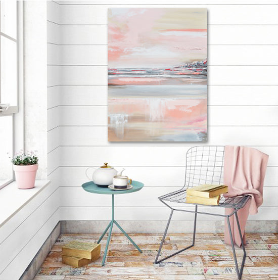 "Romantic Impressions" GICLEE PRINT Art Pink White Grey Beige Coastal Abstract Painting Modern Wall Art