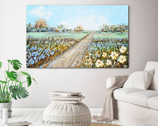 "Journey Down Life's Beautiful Path" ORIGINAL Art Abstract Landscape Painting Flowers Textured 48x30"