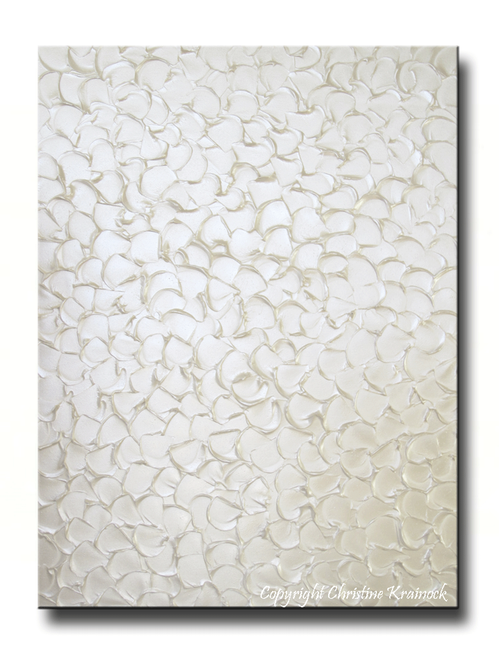 CUSTOM Original Painting Abstract Pearl White Wall Art Coastal Decor Textured Sculpted Palette Knife - Christine Krainock Art - Contemporary Art by Christine - 1