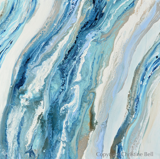 "Coastal Melody" GICLEE PRINT Art Blue White Aqua Coastal Abstract Painting Marbled Coastal Wall Art