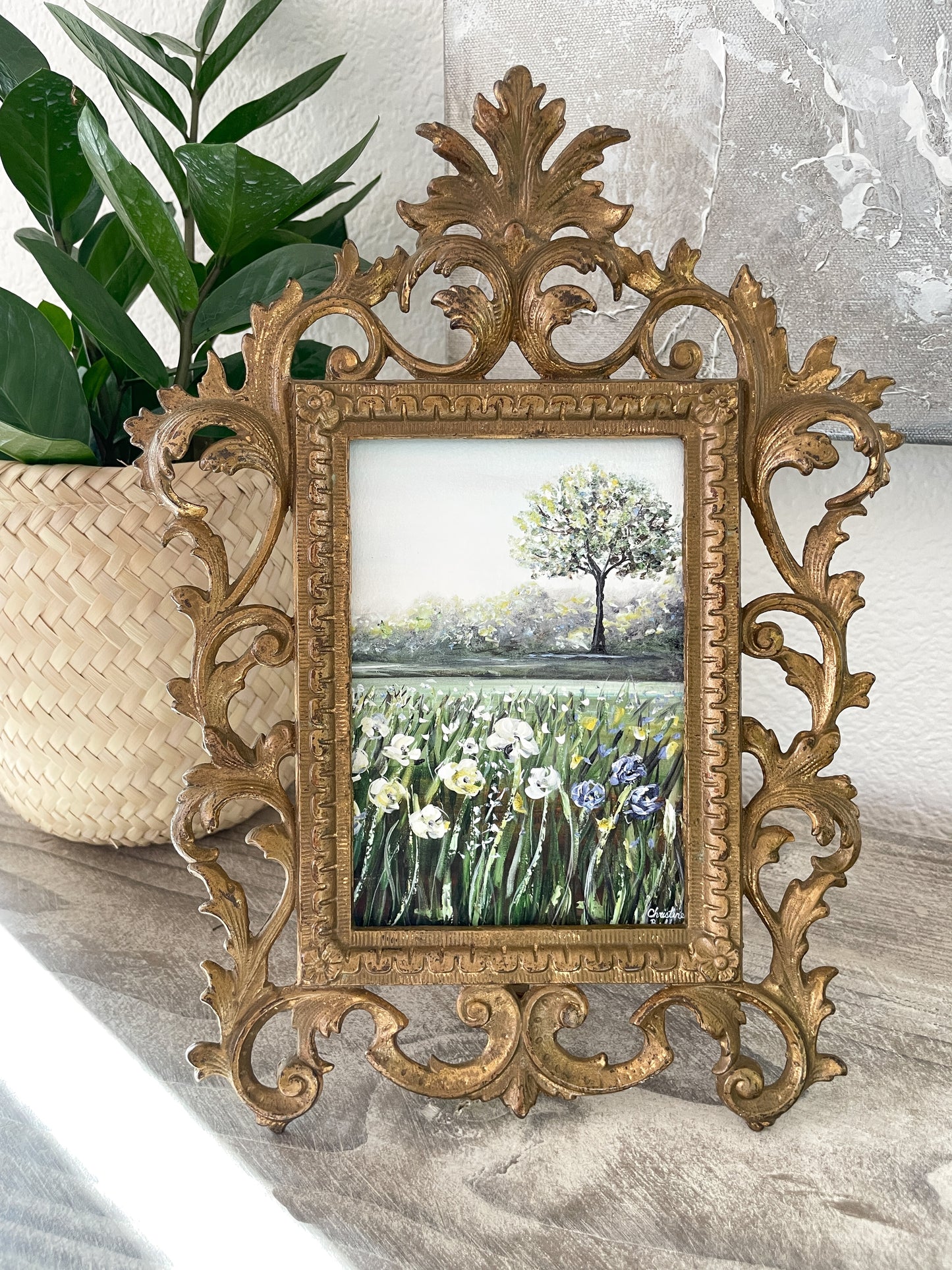 "A Place of Peace II" FRAMED LIMITED EDITION GICLEE PRINT Landscape Painting, ANTIQUE Gold Gilt Frame