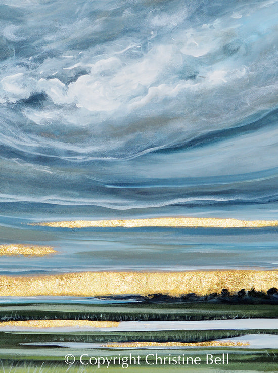 "The Light After the Storm" ORIGINAL PAINTING, Modern Impressionist Landscape / Seascape with Gold Leaf