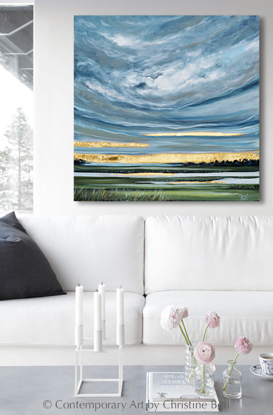 "The Light After the Storm" GICLEE PRINT Art Coastal Abstract Painting Landscape Gold Leaf
