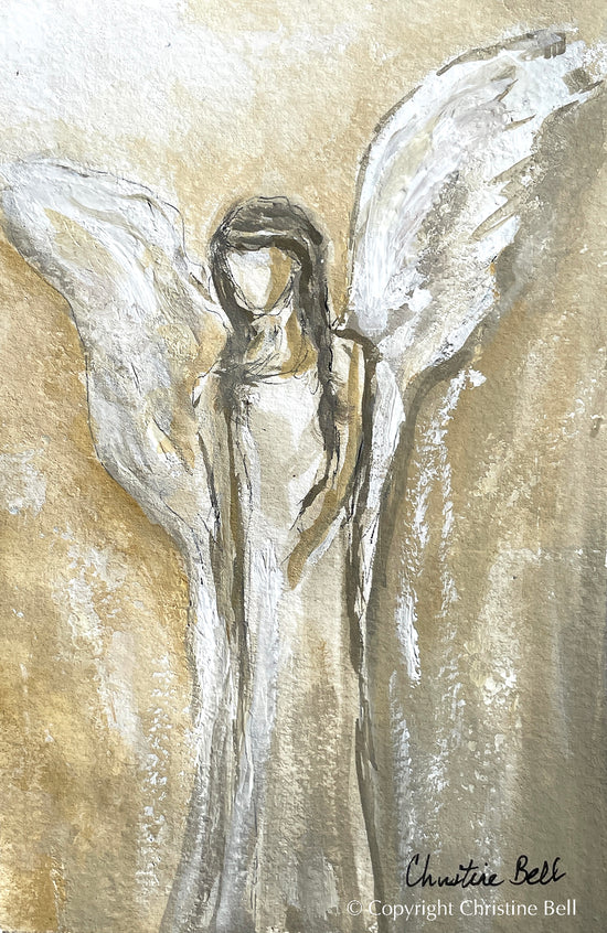 "Bringing Love" ORIGINAL ANGEL PAINTING in Acrylic Block Frame
