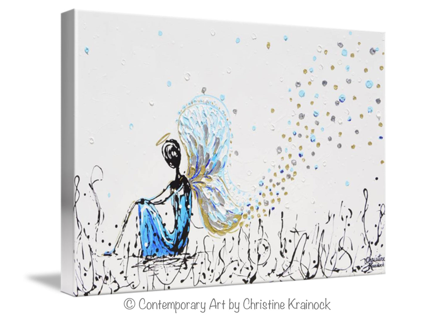 GICLEE PRINT Art Abstract Angel Painting Praying Angel Wall Art~ Joyful Heart Foundation Charity - Christine Krainock Art - Contemporary Art by Christine - 3