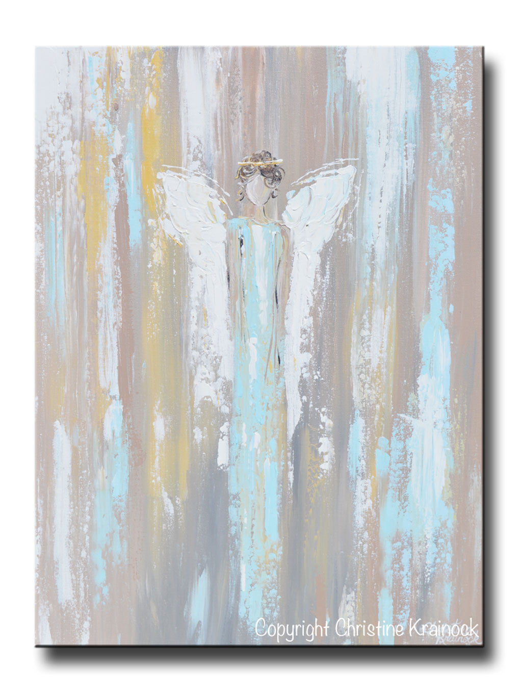 GICLEE PRINT Art Abstract Angel Painting Angel in Blue Wall Art~ Joyful Heart Foundation Charity - Christine Krainock Art - Contemporary Art by Christine - 1