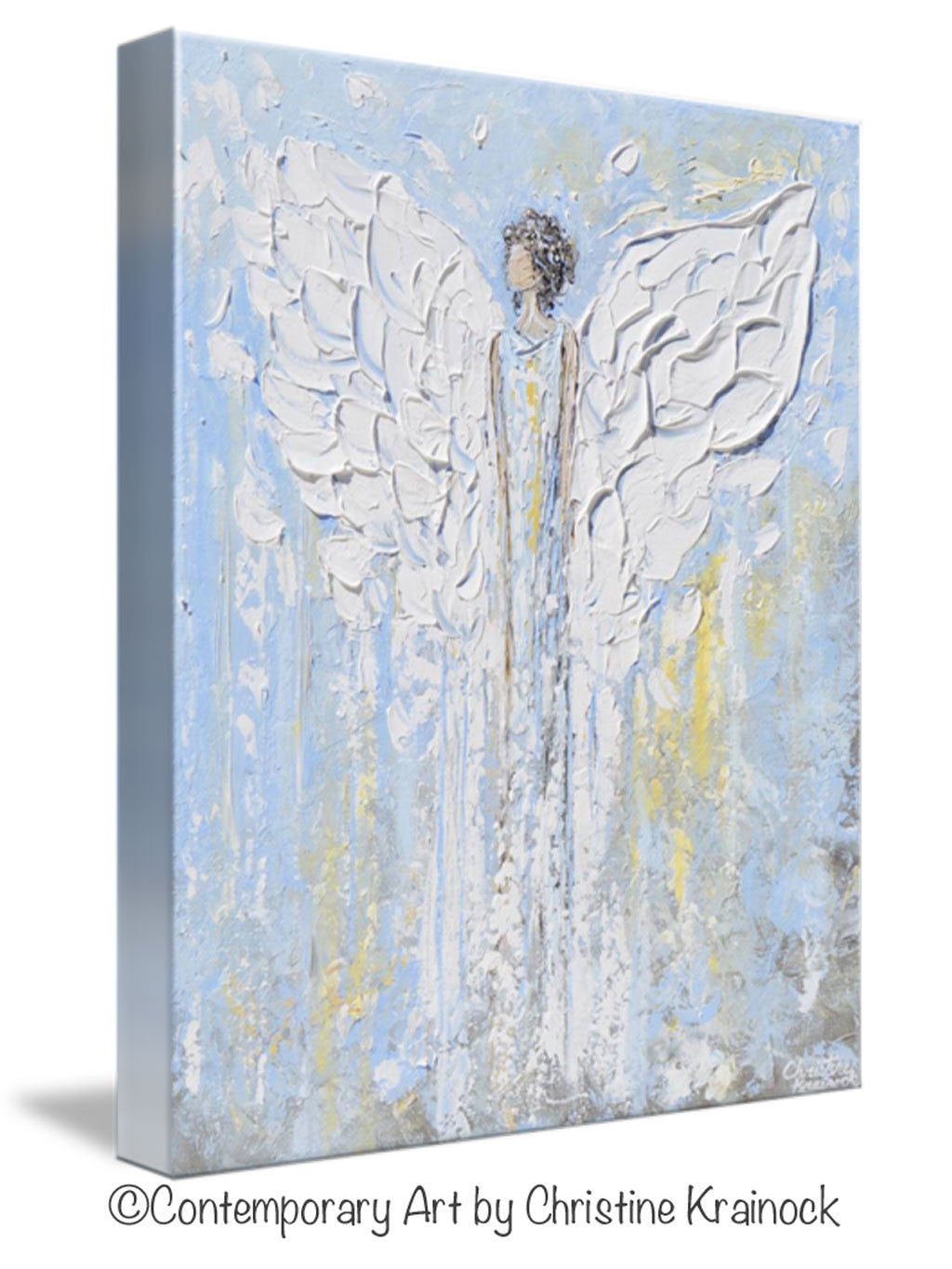 GICLEE PRINT Abstract Angel Painting Blue White Guardian Angel Inspirational Art Spiritual Wall Art - Christine Krainock Art - Contemporary Art by Christine - 4