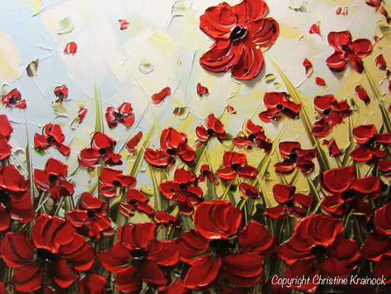 ORIGINAL Art Abstract Painting Red Flowers Poppies Large Canvas Wall Art Textured Landscape Poppy - Christine Krainock Art - Contemporary Art by Christine - 4