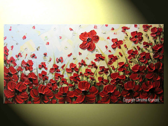 ORIGINAL Art Abstract Painting Red Flowers Poppies Large Canvas Wall Art Textured Landscape Poppy - Christine Krainock Art - Contemporary Art by Christine - 6