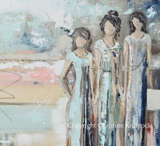 ORIGINAL Art Abstract Painting Figurative Girls Strong Women Empowerment Sisterhood Wall Art Home Decor 40x30"