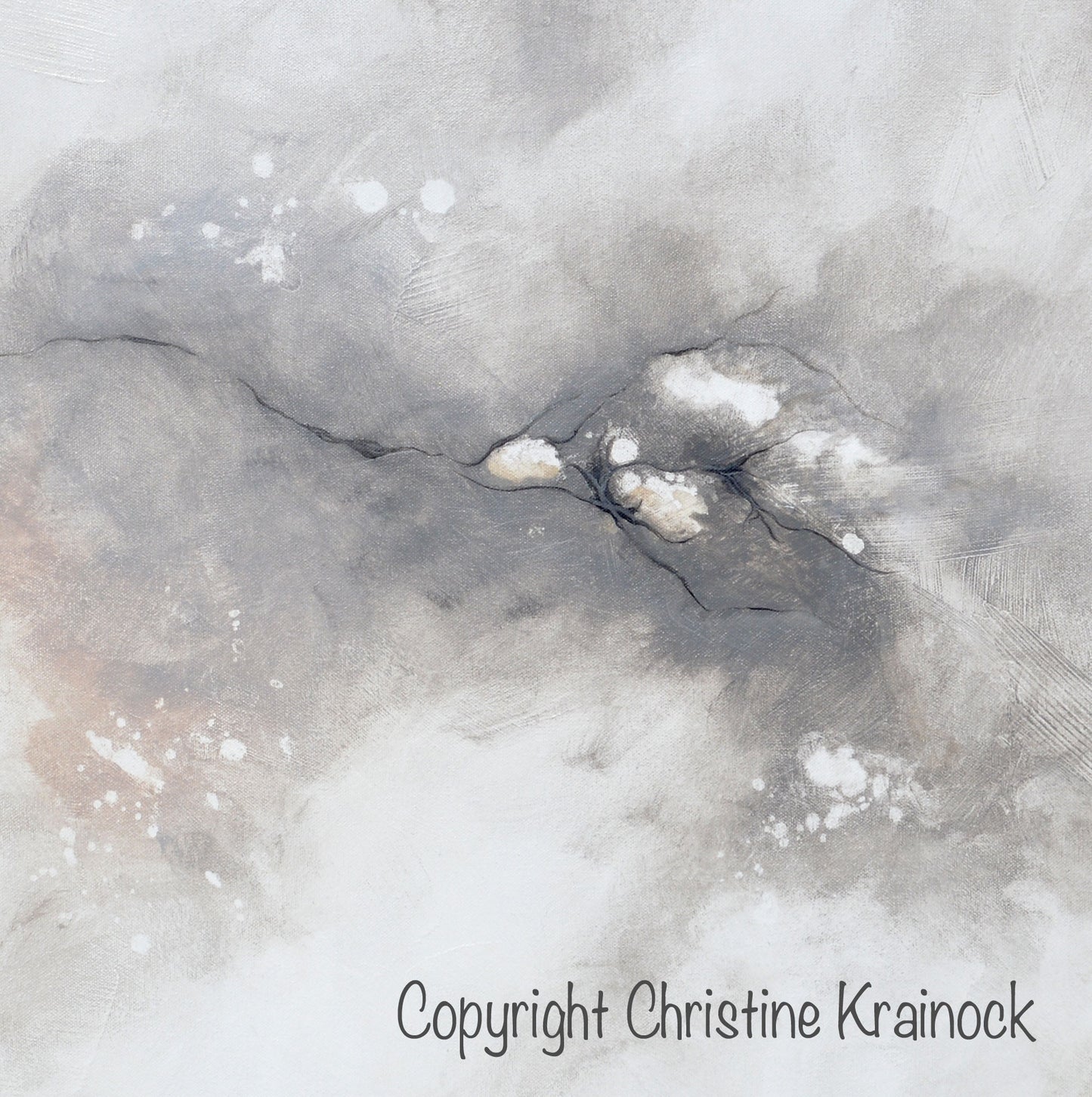 ORIGINAL Art Abstract Grey White Painting Coastal Contemporary Modern Neutral Grey Taupe Wall Art - Christine Krainock Art - Contemporary Art by Christine - 5
