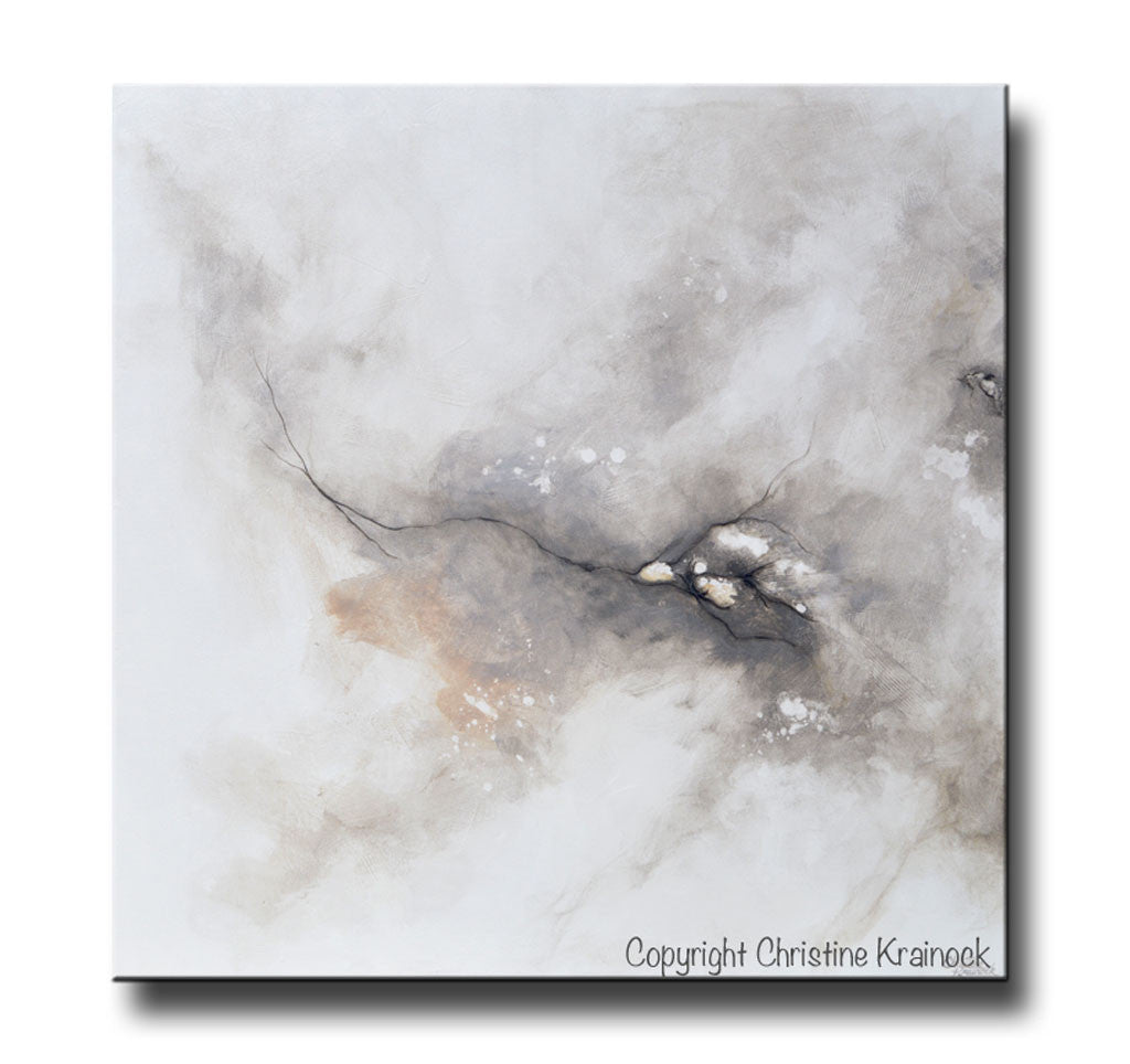 ORIGINAL Art Abstract Grey White Painting Coastal Contemporary Modern Neutral Grey Taupe Wall Art - Christine Krainock Art - Contemporary Art by Christine - 3
