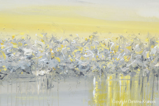 ORIGINAL Art Yellow Grey Abstract Painting Modern Coastal Horizon Gold White Wall Art 30x40"