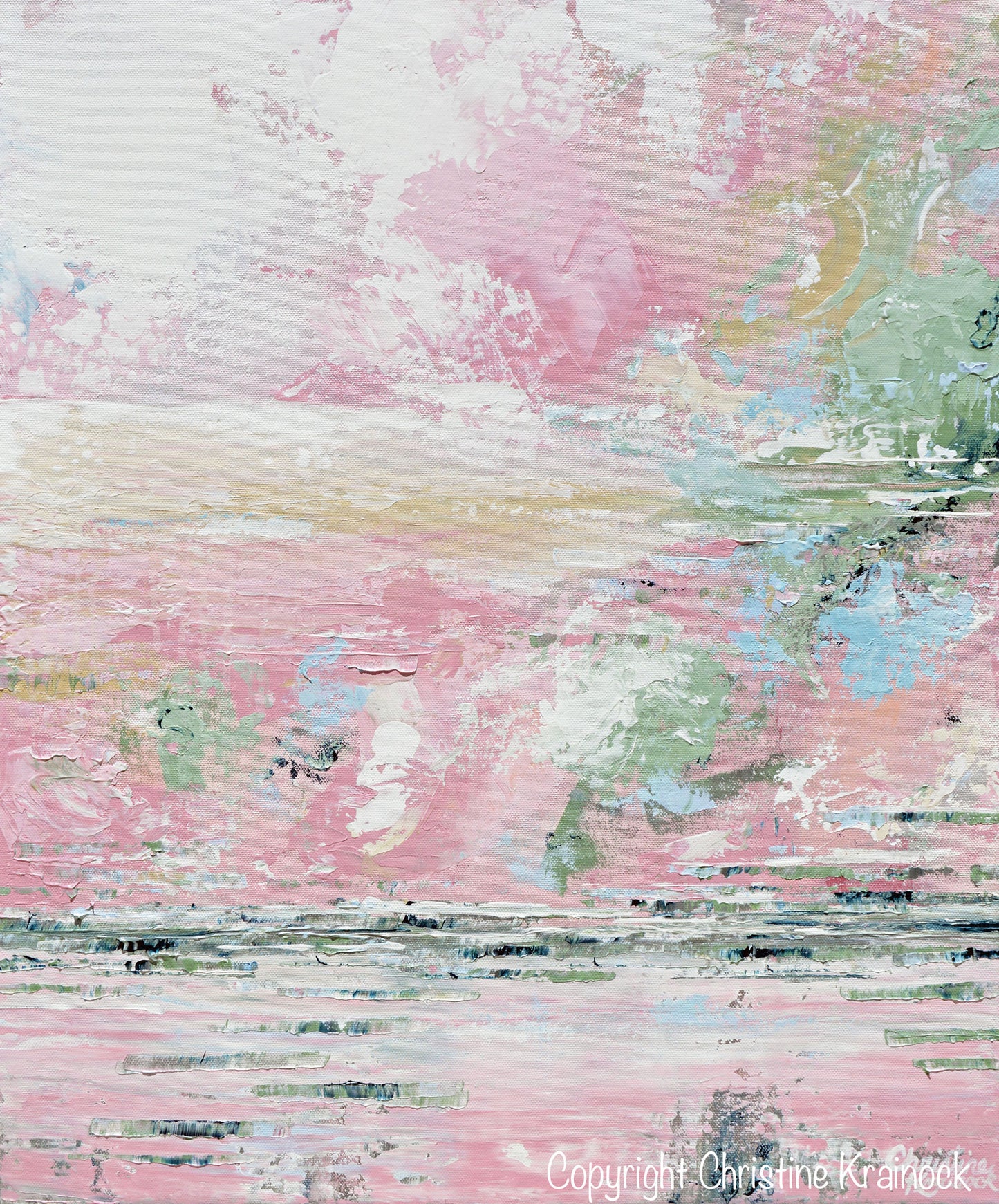 GICLEE PRINT Art Abstract Painting Pink White Grey Blue Coastal Canvas Wall Art Contemporary Home Decor