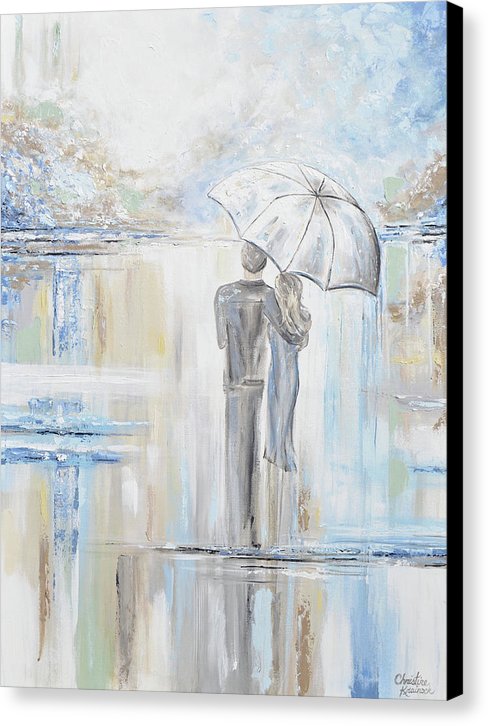 Giclee Print - Guided By Love - Couple Umbrella Romantic Canvas Print