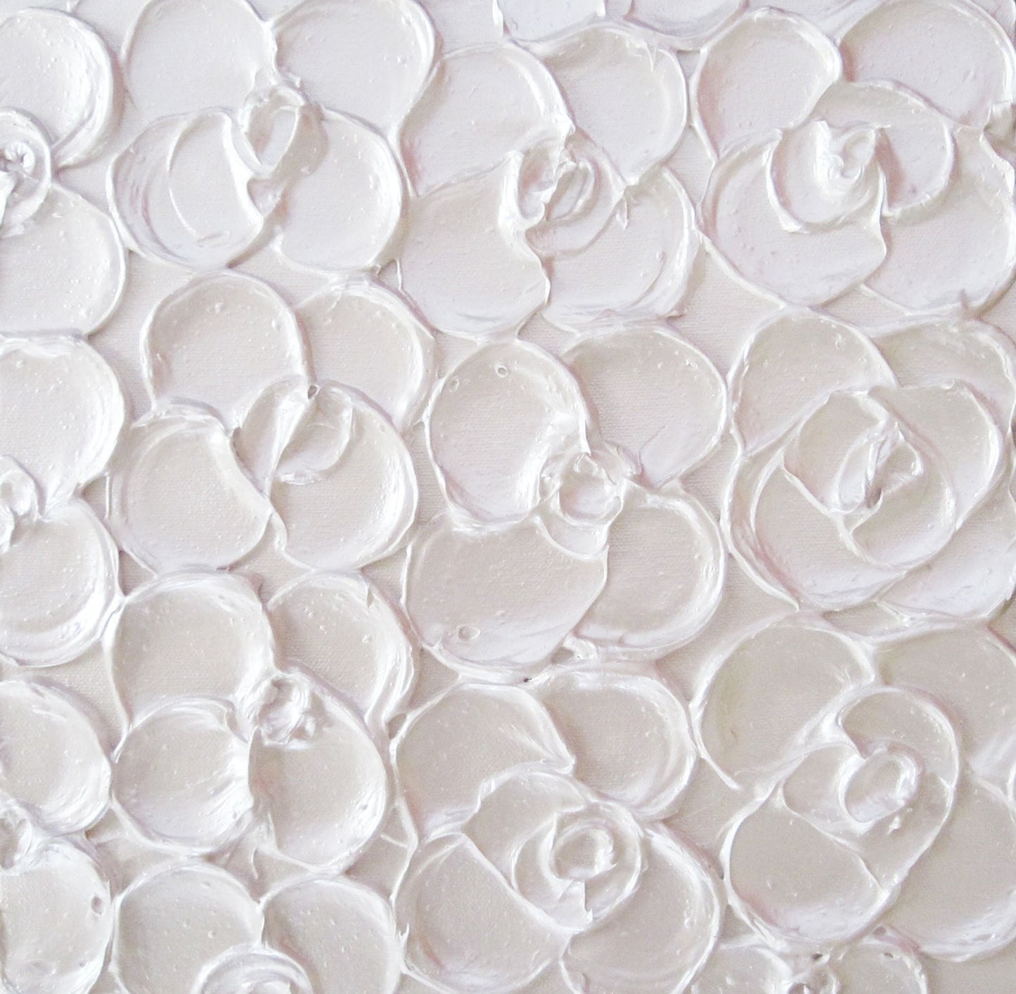 CUSTOM Original Abstract Textured Painting Sculpted Art Modern Floral, White Pearl Flowers, Set of 3 - Christine Krainock Art - Contemporary Art by Christine - 3