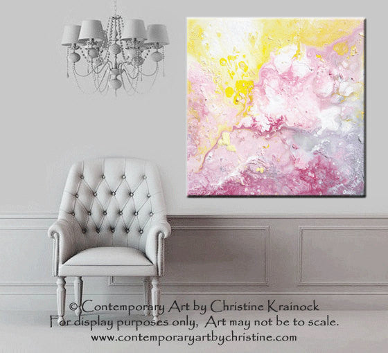GICLEE PRINT Art Abstract Painting Pink White Modern Urban Contemporar ...
