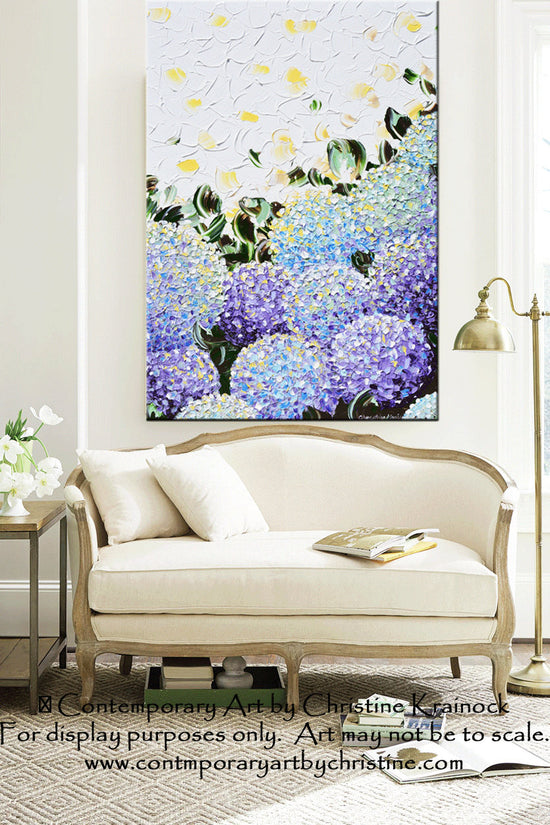 GICLEE PRINT Art Abstract Painting Hydrangea Purple Lavender Blue White Flowers Canvas Prints - Christine Krainock Art - Contemporary Art by Christine - 2