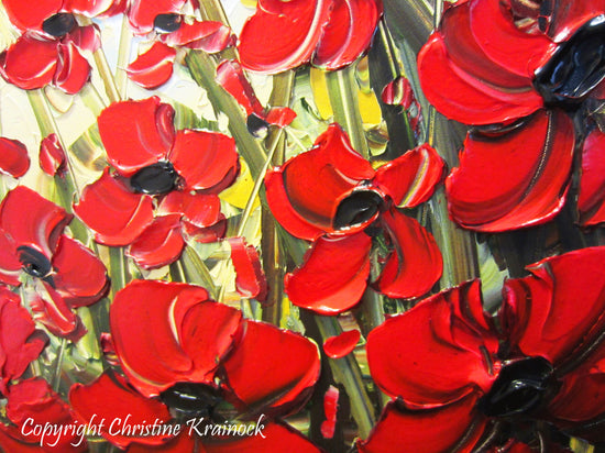 ORIGINAL Art Abstract Painting Red Poppies Painting Textured Poppy Flowers Paintings Spring - Christine Krainock Art - Contemporary Art by Christine - 3