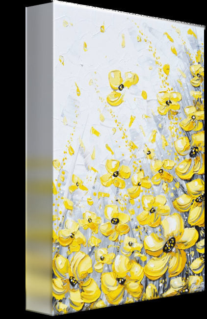 GICLEE PRINT Art Yellow Grey Abstract Painting Poppy Flowers Coastal Art Canvas Prints Gold White - Christine Krainock Art - Contemporary Art by Christine - 6
