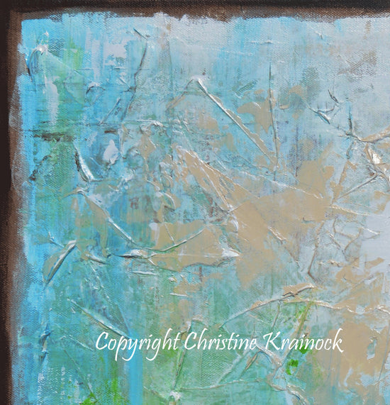 SOLD ORIGINAL Art Abstract Painting Aqua Blue Green White Textured Coastal Large Wall Art Home Decor READY to SHIP 30" -Christine - Christine Krainock Art - Contemporary Art by Christine - 5
