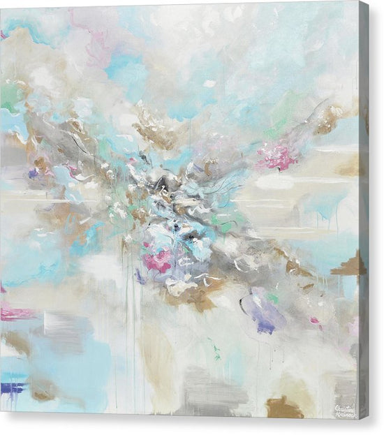 "Joyful Expressions" - Giclee Print Abstract Painting Canvas Wall Art Pale Blue White Beige