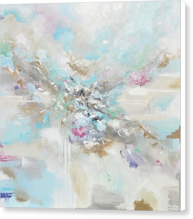 "Joyful Expressions" - Giclee Print Abstract Painting Canvas Wall Art Pale Blue White Beige
