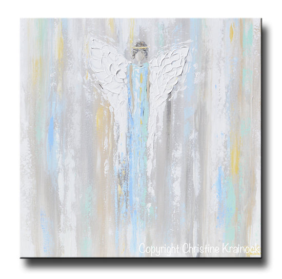 GICLEE PRINT Art Abstract Angel Painting Light Blue Angels Wall Art~ Joyful Heart Foundation Charity - Christine Krainock Art - Contemporary Art by Christine - 5