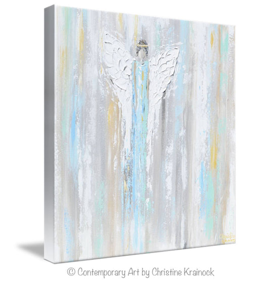 GICLEE PRINT Art Abstract Angel Painting Light Blue Angels Wall Art~ Joyful Heart Foundation Charity - Christine Krainock Art - Contemporary Art by Christine - 3