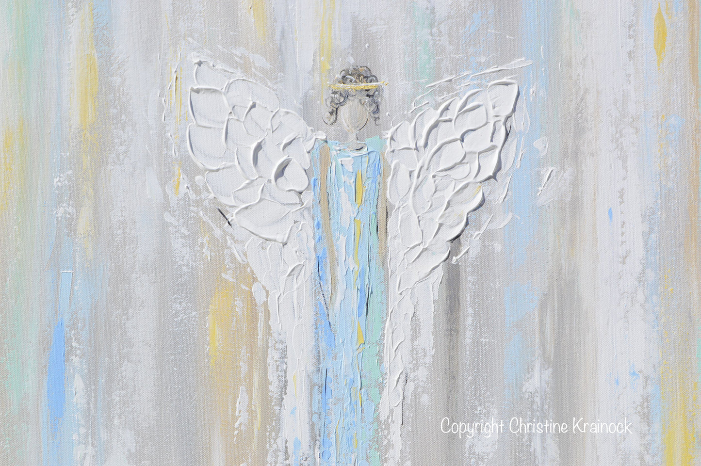 GICLEE PRINT Art Abstract Angel Painting Light Blue Angels Wall Art~ Joyful Heart Foundation Charity - Christine Krainock Art - Contemporary Art by Christine - 4