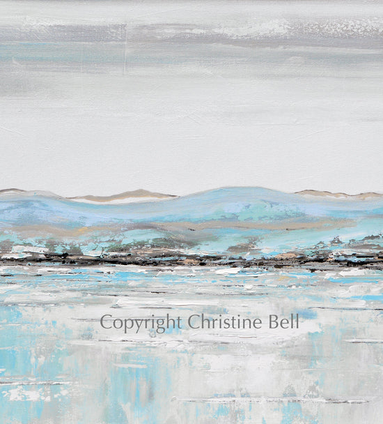 "Morning Memories" GICLEE PRINT Art Abstract Painting Light Blue White Grey Coastal Seascape Minimalist Wall Art