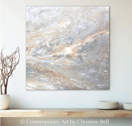 Shop Minimalist Coastal Abstract Paintings Textured Fine Art Palette Knife Paintings and Prints Coastal Wall Art Home Decor by Artist, Christine Bell
